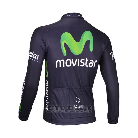 2013 Fahrradbekleidung Movistar Shwarz Trikot Langarm und Tragerhose